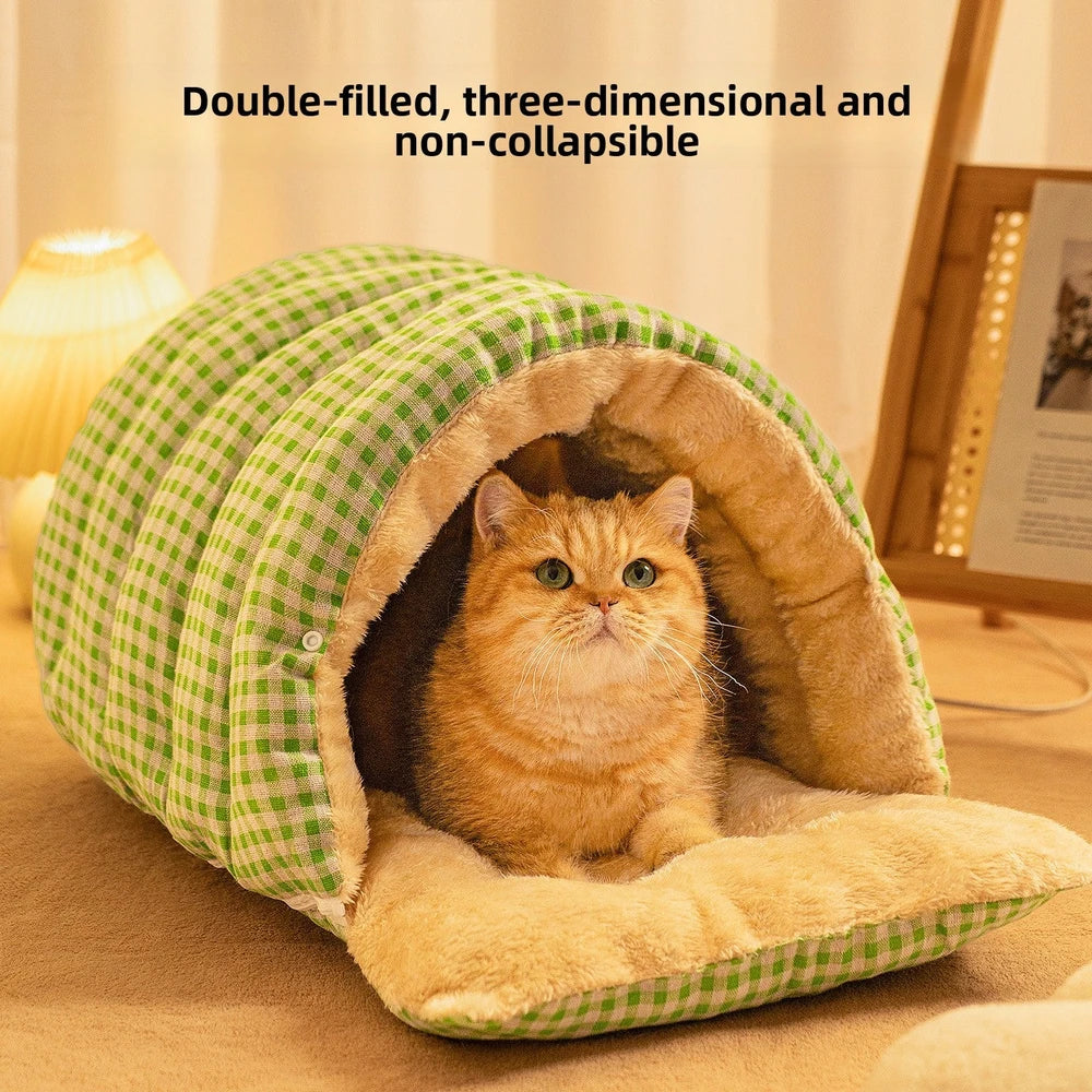 Convertible Flannel Pet Cave Bed